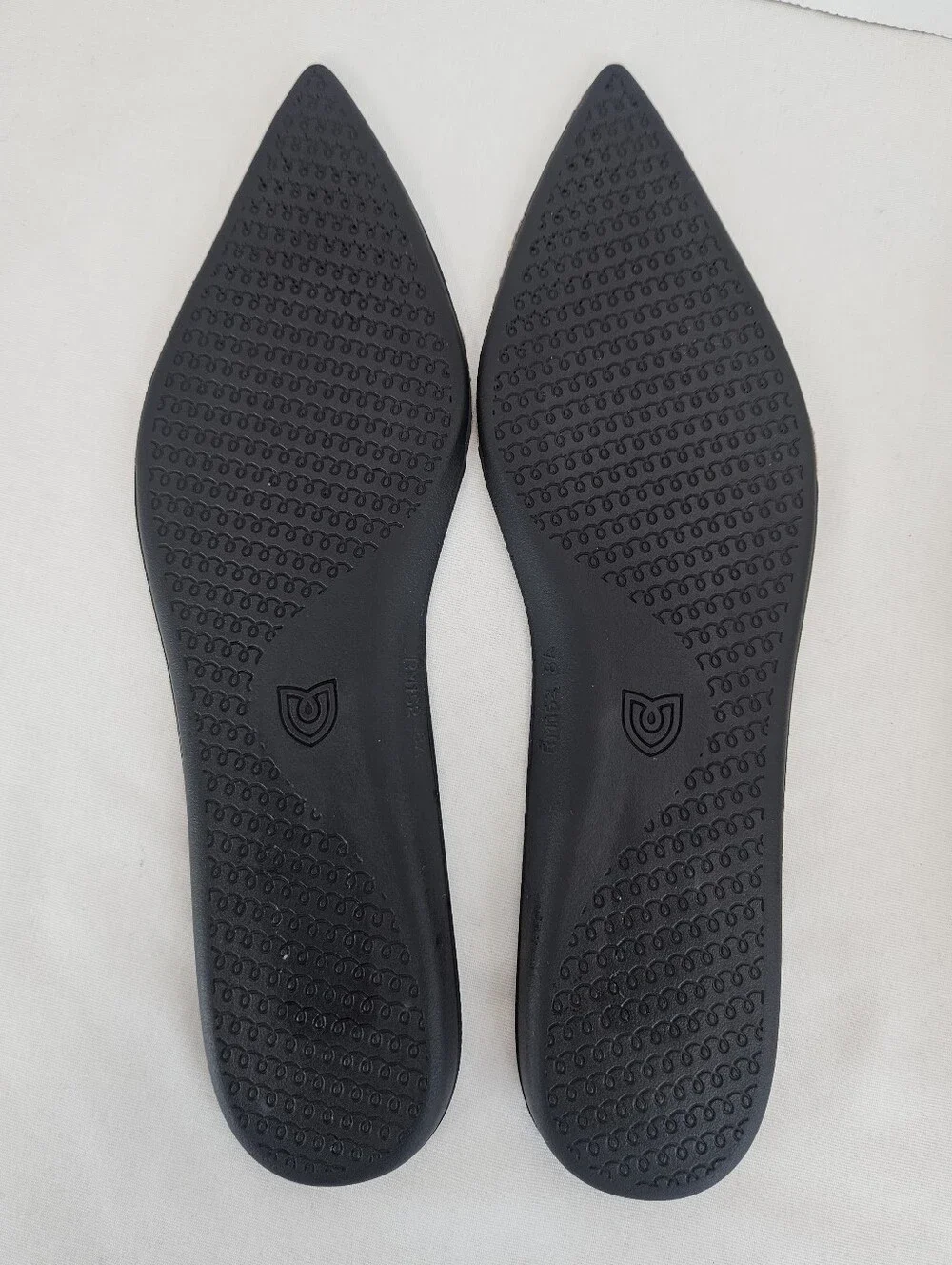 Rothy's Cream Pointed-Toe Flats with Blue Trim